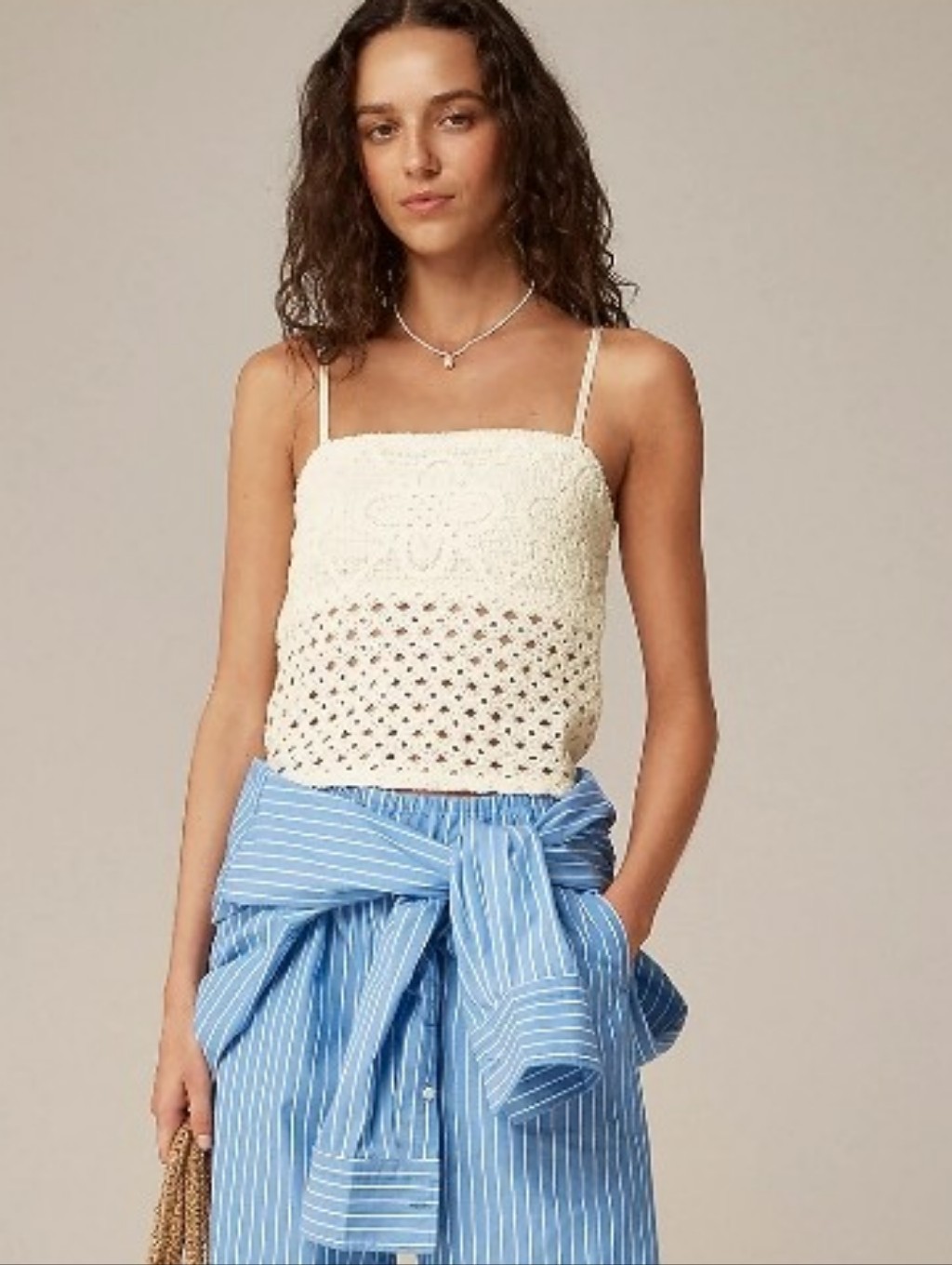 J. Crew Cream Crochet Tank Top